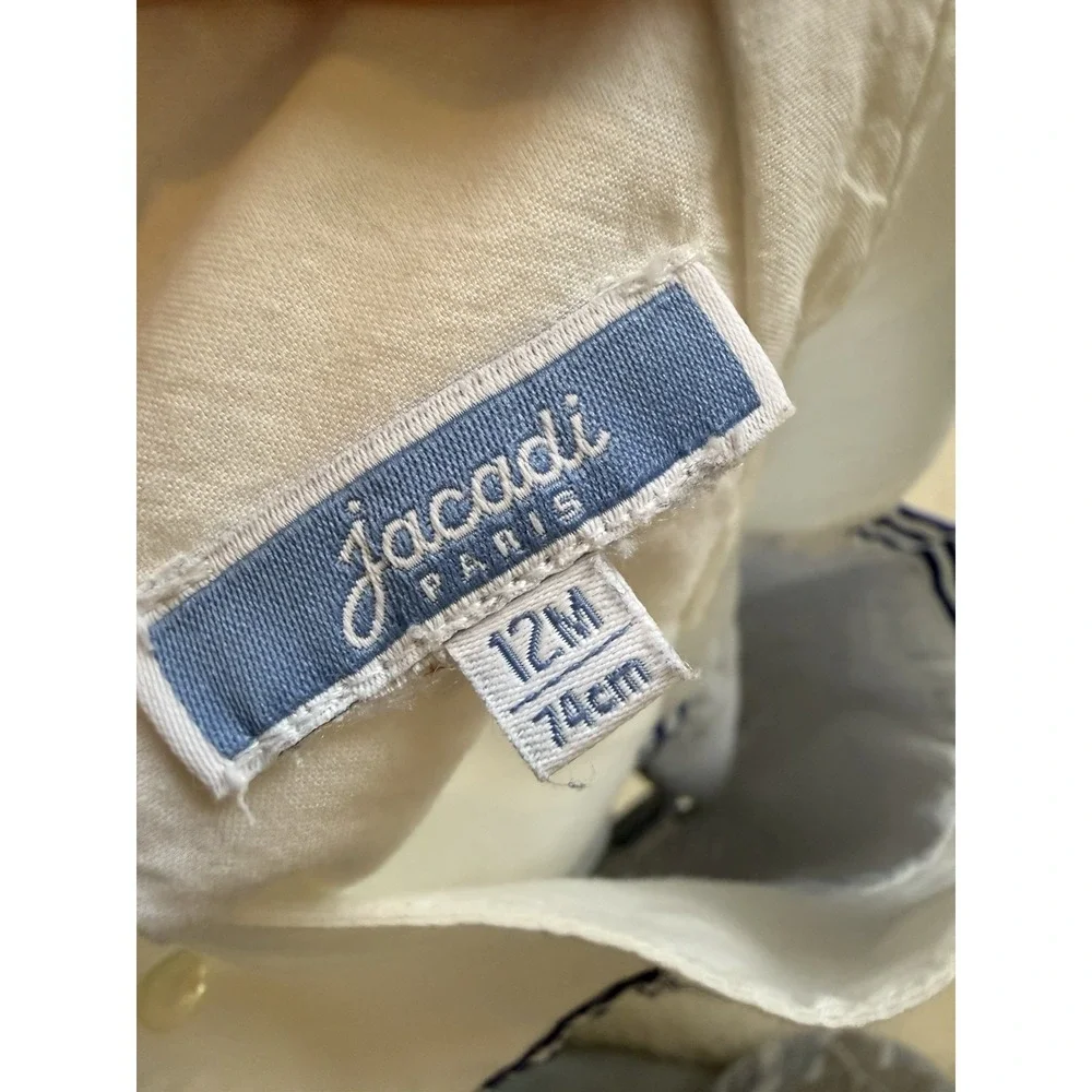 Jacadi Paris Baby Clothes 12M Striped Nautical Bloomer Romper Coastal Designer
